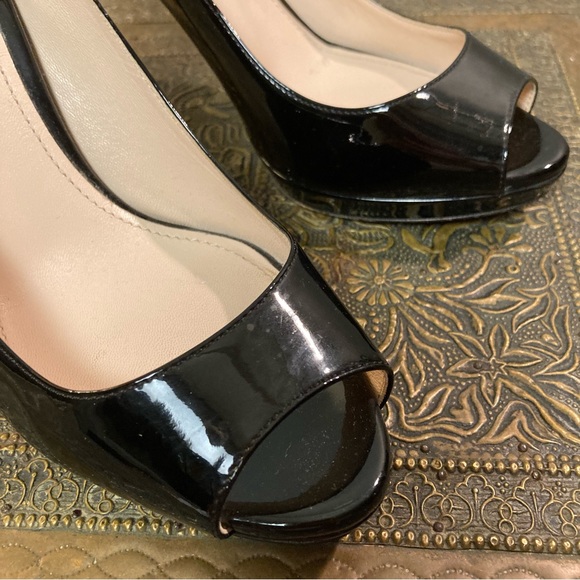 Prada Peep Toe Heels patent leather open toe sexy stiletto Italy size 8 - Picture 7 of 9